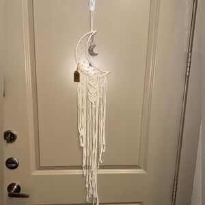 🌙 New Cream Macrame Moon Dream Catcher Wall Hanging